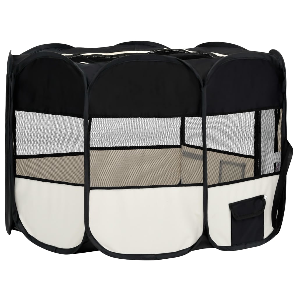 NNEVL Foldable Dog Playpen with Carrying Bag Black 110x110x58 cm