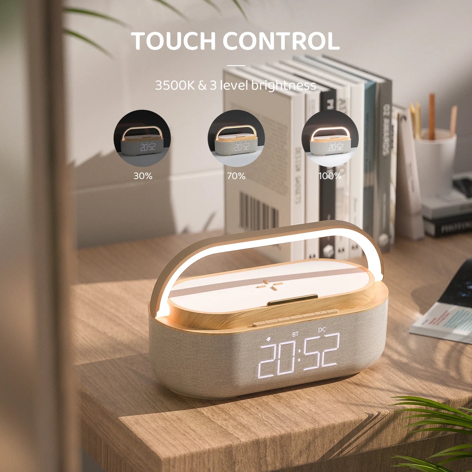 NNEOBA Bluetooth Speaker with Wireless Charging & Alarm Clock