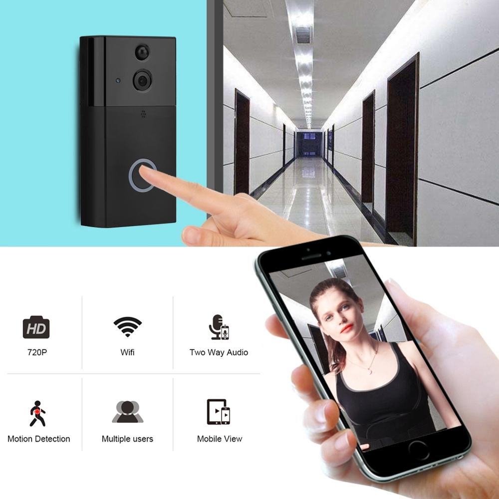 NNEDSZ Smart Wifi Video Doorbell With Night Vision & Motion Detection - Black