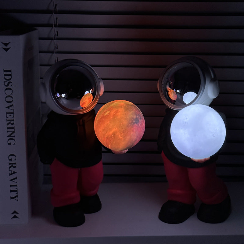 NNEDSZ Holding a dreamy starry sky (beige top + brown pants) Creative Astronaut Bluetooth Speaker with 3D Starry Sky Lighting, Portable Wireless Moon Lamp Speaker -Perfect Gift for Space Enthusiasts