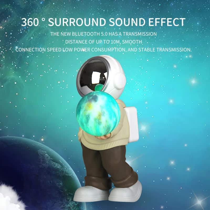 NNEDSZ Holding a dreamy starry sky (beige top + brown pants) Creative Astronaut Bluetooth Speaker with 3D Starry Sky Lighting, Portable Wireless Moon Lamp Speaker -Perfect Gift for Space Enthusiasts